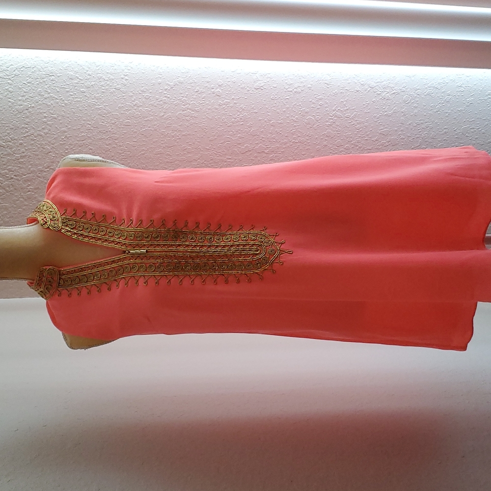 Lilly Pulitzer Coral and Gold Shift Dress